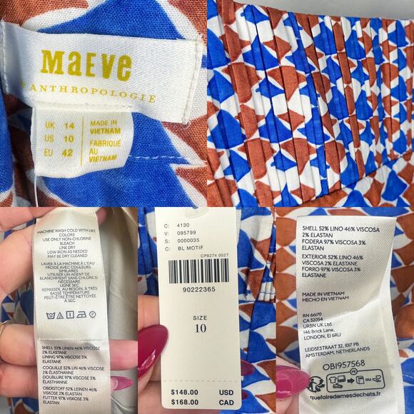 Anthropologie Maeve The Ophelia Sleeveless Linen Slim Micro Mini Dress 10 NWT - Picture 12 of 16